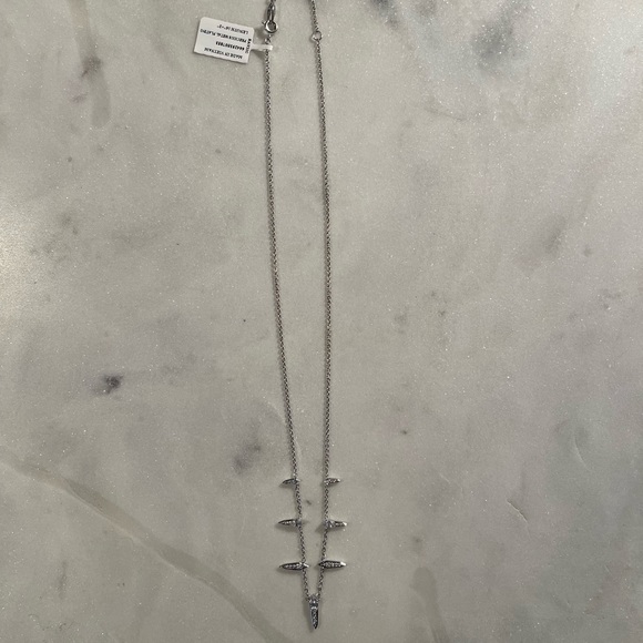NWT Nadri Silver Cubic Zirconia Spike Necklace - Picture 3 of 5